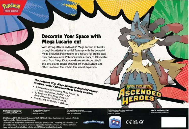 Reverso Premium Poster Collection Mega Lucario Pokemon TCG Heroes Ascendentes Español